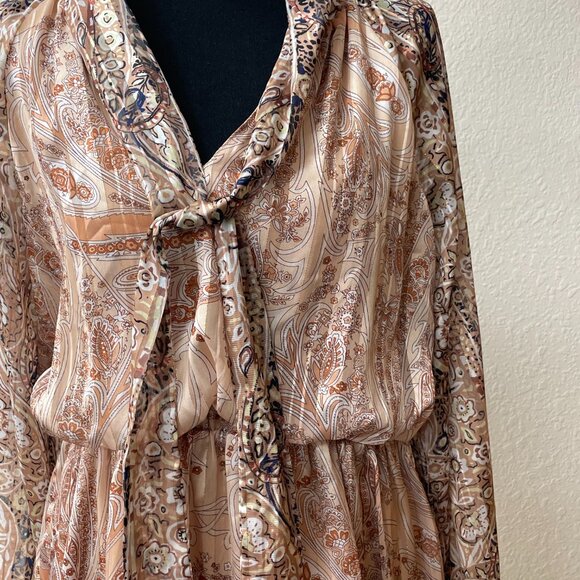 Gold Shiny Sheer Arms Miss Me Dress Size Large PHENOMENAL! - Picture 2 of 7